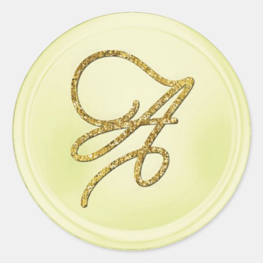 ALLE BEGINLETTERS Gouden Script Monogram Boter Ronde Sticker (Voorkant)