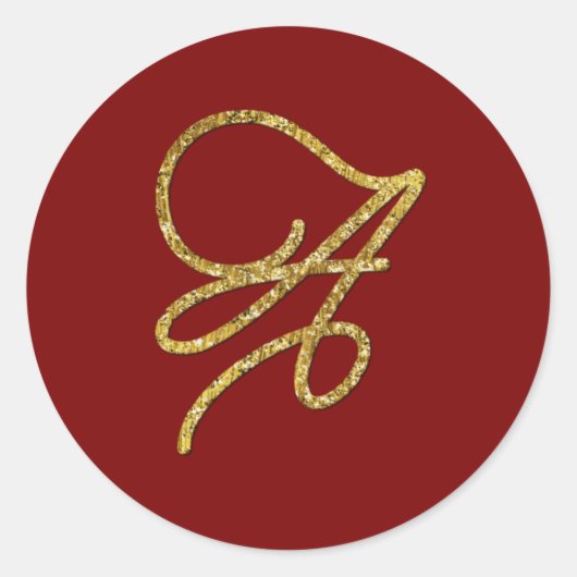 ALLE BEGINLETTERS Gouden Script Monogram Elke Kleu Ronde Sticker (Voorkant)