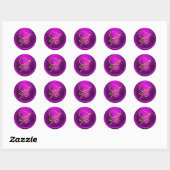 ALLE BEGINLETTERS Gouden Script Monogram Fuchsia  Ronde Sticker (Vel)