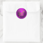 ALLE BEGINLETTERS Gouden Script Monogram Fuchsia  Ronde Sticker (Tas)