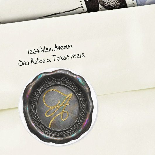 ALLE BEGINLETTERS Gouden Script Monogram Iridisere Ronde Sticker