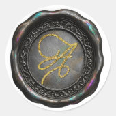 ALLE BEGINLETTERS Gouden Script Monogram Iridisere Ronde Sticker (Voorkant)