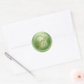 ALLE BEGINLETTERS Gouden Script Monogram Lichtgroe Ronde Sticker (Envelop)