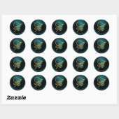 ALLE BEGINLETTERS Gouden Script Monogram Teal Blau Ronde Sticker (Vel)
