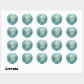ALLE BEGINLETTERS Gouden Script Monogram Zachte Bl Ronde Sticker (Vel)