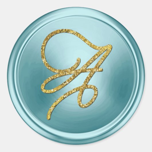 ALLE BEGINLETTERS Gouden Script Monogram Zachte Bl Ronde Sticker (Voorkant)