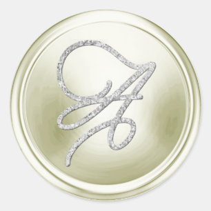 ALLE BEGINLETTERS Zilver Schrift Monogram Off Whit Ronde Sticker