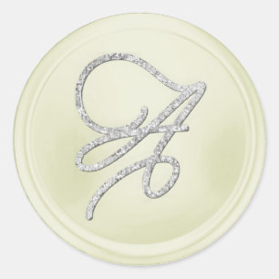 ALLE BEGINLETTERS Zilver Schrift Monogram Off Whit Ronde Sticker