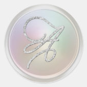 ALLE BEGINLETTERS Zilver Schrift Monogram Parelgri Ronde Sticker (Voorkant)