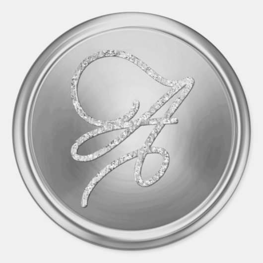 ALLE BEGINLETTERS Zilver Script Monogram Zilver Ronde Sticker (Voorkant)