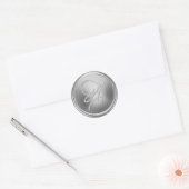 ALLE BEGINLETTERS Zilver Script Monogram Zilver Ronde Sticker (Envelop)