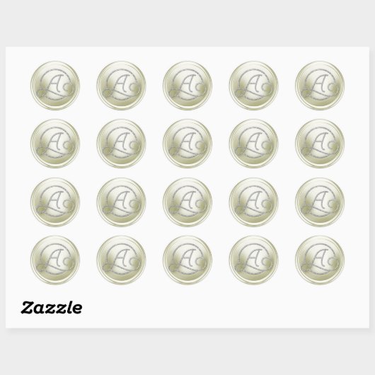 ALLE BEGINLETTERS Zilveren Cirkel Monogram Crème Ronde Sticker (Vel)