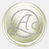 ALLE BEGINLETTERS Zilveren Cirkel Monogram Crème Ronde Sticker (Voorkant)