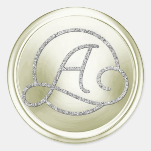ALLE BEGINLETTERS Zilveren Cirkel Monogram Crème Ronde Sticker (Voorkant)