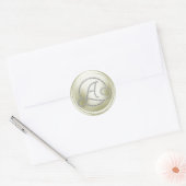 ALLE BEGINLETTERS Zilveren Cirkel Monogram Crème Ronde Sticker (Envelop)