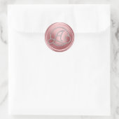 ALLE BEGINLETTERS Zilveren Cirkel Monogram Roze Ronde Sticker (Tas)