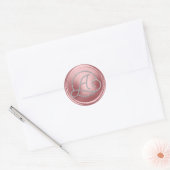 ALLE BEGINLETTERS Zilveren Cirkel Monogram Roze Ronde Sticker (Envelop)