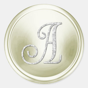 ALLE BEGINLETTERS Zilveren Monogram 3 Off White Ronde Sticker