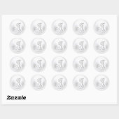 ALLE BEGINLETTERS Zilveren Monogram 3 Wit Ronde Sticker (Vel)