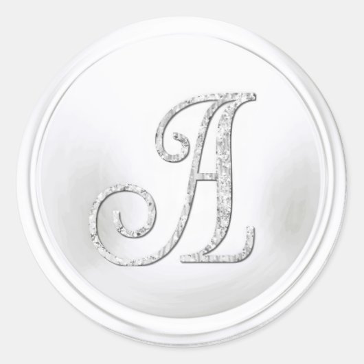 ALLE BEGINLETTERS Zilveren Monogram 3 Wit Ronde Sticker (Voorkant)