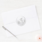 ALLE BEGINLETTERS Zilveren Monogram 3 Wit Ronde Sticker (Envelop)