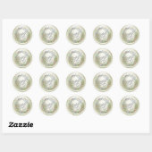 ALLE BEGINLETTERS Zilveren Script Monogram Off Whi Ronde Sticker (Vel)