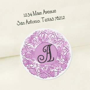 ALLE BEGINLETTERS Zwart Monogram 3 Filigraat Laven Ronde Sticker