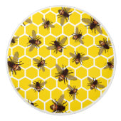 Alle bijen op Honeycomb Drawer Knob Pull Keramische Knop (Voorkant)