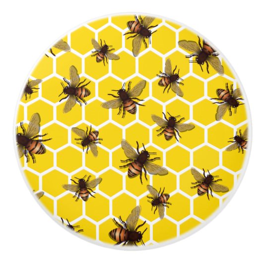 Alle bijen op Honeycomb Drawer Knob Pull Keramische Knop (Voorkant)