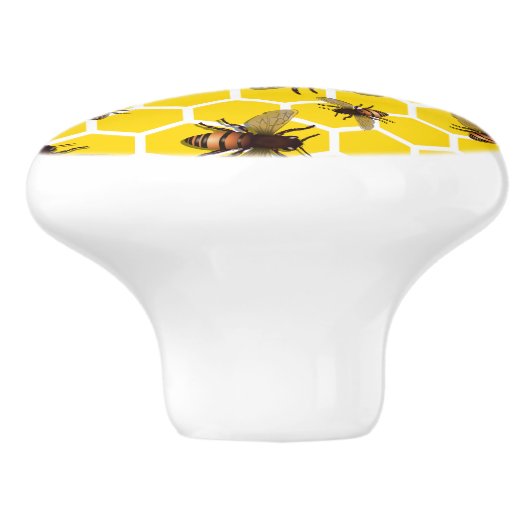 Alle bijen op Honeycomb Drawer Knob Pull Keramische Knop (Zijkant)