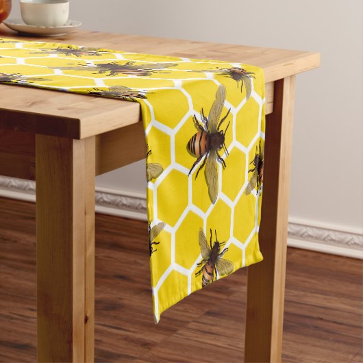 Alle bijen op Honeycomb Table Runner Korte Tafelloper (Voorbeeld)