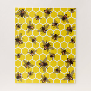 Alle bijen op honingraatontwerp legpuzzel