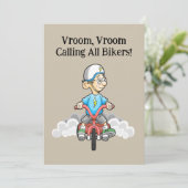 Alle bikers bellen Verjaardag uitnodiging (Staand voorkant)