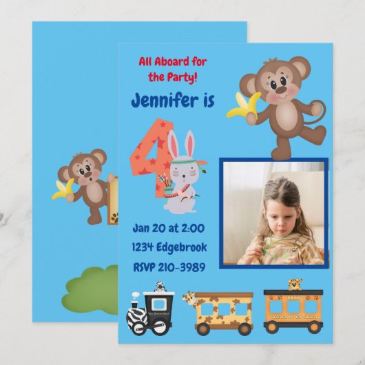 Alle binnenste Oerwoud thema 4e verjaardag Kaart (Voorkant / Achterkant)