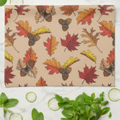 Alle bladeren en het patroon van de eikel theedoek (Gevouwen)