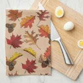 Alle bladeren en het patroon van de eikel theedoek (Quarter Fold)