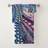 Alle blauwe en Paarse Stippen Bad Handdoek (Insitu)