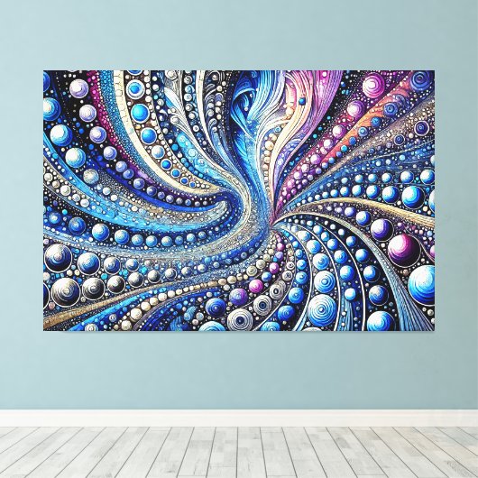 Alle blauwe en Paarse Stippen Canvas Afdruk (Insitu (Houten vloer))