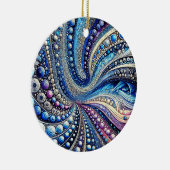 Alle blauwe en Paarse Stippen Keramisch Ornament (Rechts)