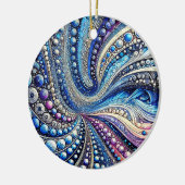 Alle blauwe en Paarse Stippen Keramisch Ornament (Links)