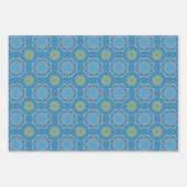 Alle Blauwe Naadloze Etnische Patroon Set 1 Inpakpapier Vel (Voorkant)