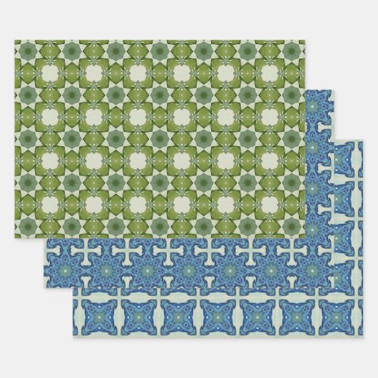 Alle Blauwe Naadloze Etnische Patroon Set 3 Inpakpapier Vel (Set)