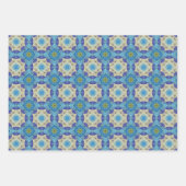 Alle Blauwe Naadloze Etnische Patroon Set 4 Inpakpapier Vel (Voorkant)