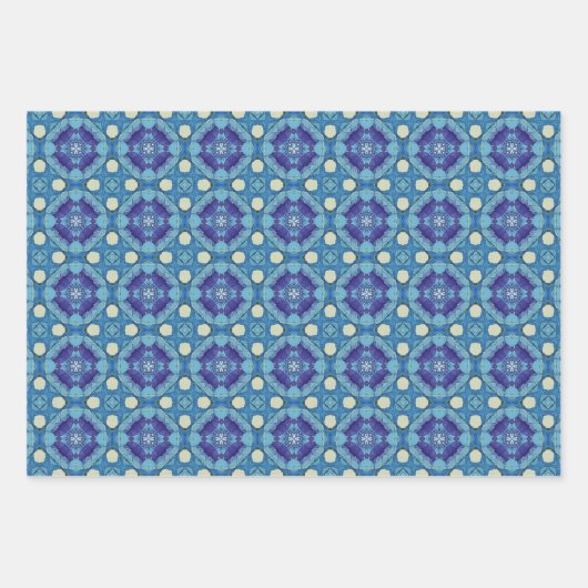 Alle Blauwe Naadloze Etnische Patroon Set 5 Inpakpapier Vel (Voorkant 3)