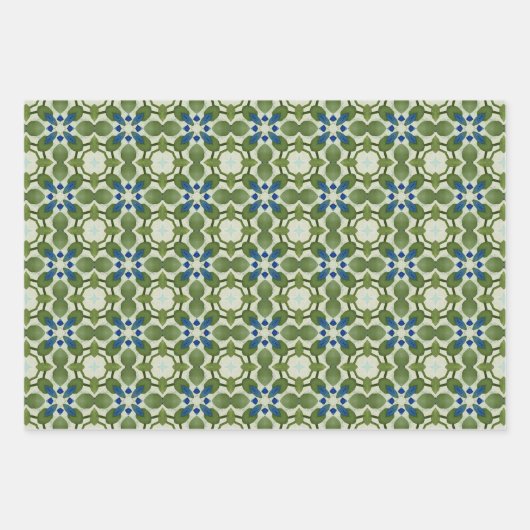 Alle Blauwe Naadloze Etnische Patroon Set 5 Inpakpapier Vel (Voorkant 2)