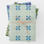 Alle Blauwe Naadloze Etnische Patroon Set 5 Inpakpapier Vel (In situ)