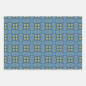 Alle Blauwe Naadloze Etnische Patroon Set 6 Inpakpapier Vel (Voorkant 2)