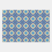 Alle Blauwe Naadloze Etnische Patroon Set 6 Inpakpapier Vel (Voorkant)