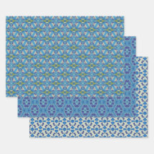 Alle Blauwe Naadloze Etnische Patroon Set 7