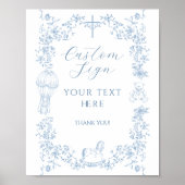 Alle Blauwe Toile Boy Doop Elegant Custom Poster (Voorkant)
